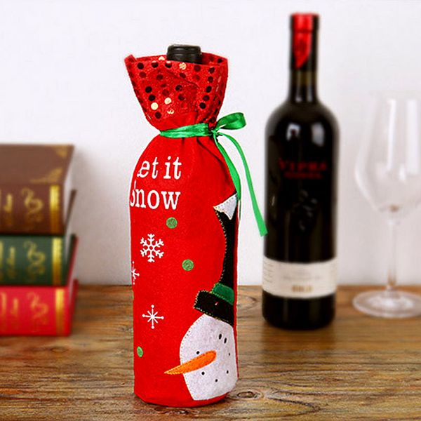 

holiday christmas wine bottle set snowman deer bottle cover decor santa claus kitchen decoration new year xmas dinner party
