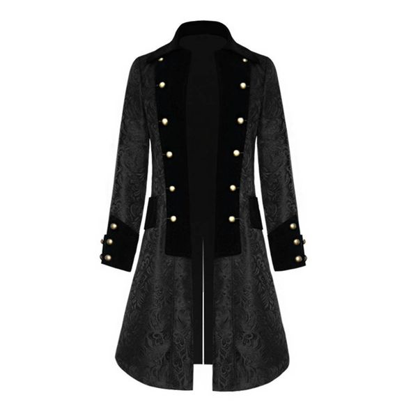 

mens oversize coat double breasted fashion steampunk vintage jacket gothic frock uniform coat winter outerwear mens jacket 2019, Black;brown