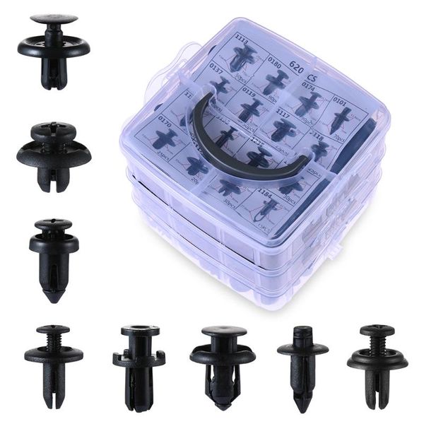 

435/620 pcs fastener clips mixed car fasteners door trim panel auto bumper rivet retainer push engine cover fender with box