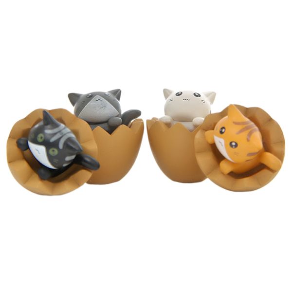 

4pcs cute mini kitten inside egg miniature figurine set landscape ornament