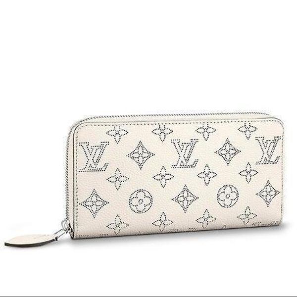 

m61869 zippy wallet perforated pattern white real caviar lambskin chain flap bag long chain wallets key card holders purse clutches evening
