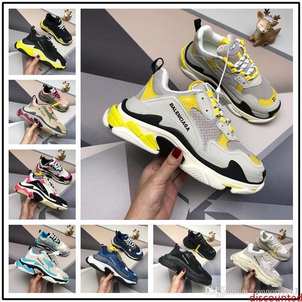 

newst triple s fashion design shoes platform sneakers for men women luxury black bred white green pink mens casual shoe outdoor walking