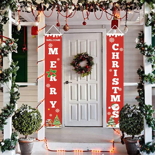 

30*180cm merry christmas porch sign decorative door banner home hanging christmas xmas hanging flag banner decorations