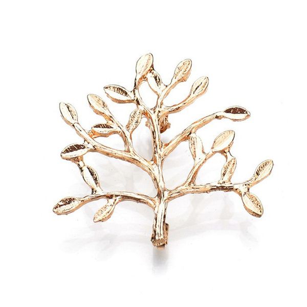 

gold silver shining tree leaf brooch pin for women christmas tree of life plant brooch clothes accessories jewelry, Gray