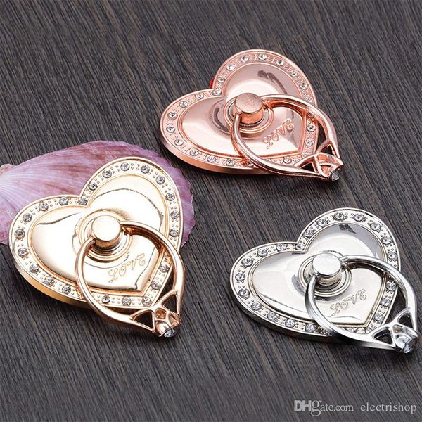 

luxury metal mobile phone socket holder clock shape universal telephone magnetic car bracket stand accessories finger ring tina