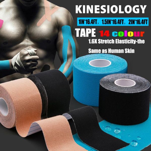 

cotton elastic kinesiology tape therapeutic waterproof muscle support adhesive kinesio tape, Black;gray
