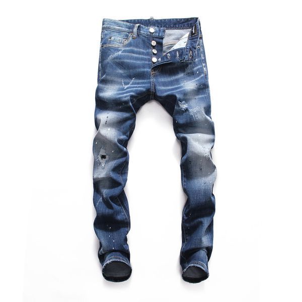 

2020 latest listing men designer jeans for men ripped holes jeans motorcycle biker denim pants men brand mens skinny jeans designer pants, Blue