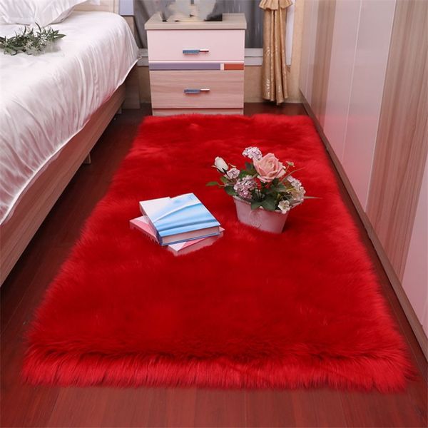 

new imitation wool carpet 90*160cm plush sofa bedroom bay window bedside blanket rectangular mat