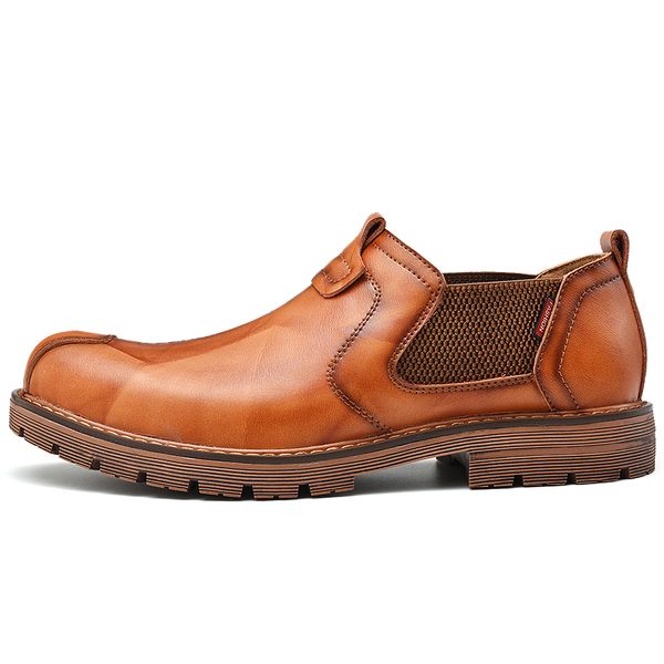 

2019 men's casual shoes leather shoes breathable leather brand men's comfortable set foot, Black