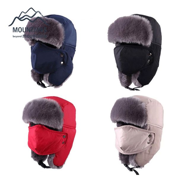 

camping hat version of the influx of new men's winter ski hat women outdoor thickened ear cap winter combo, Black;white