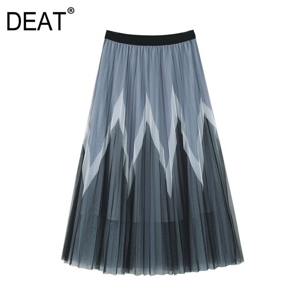 

deat] high elastic waist mesh spliced hit color pleated half-body skirt women fashion tide new spring summer 2020 13r451, Black