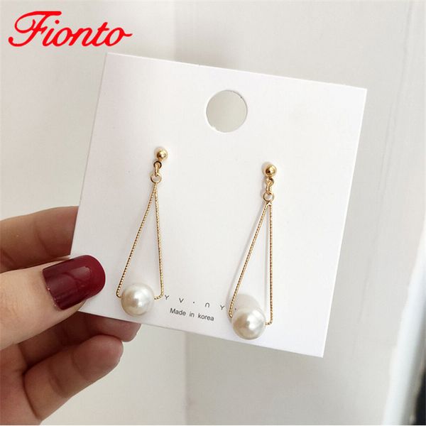 

2019 long earrings simple retro triangle stitching pearl personality earrings deometric design girls an1070, Silver