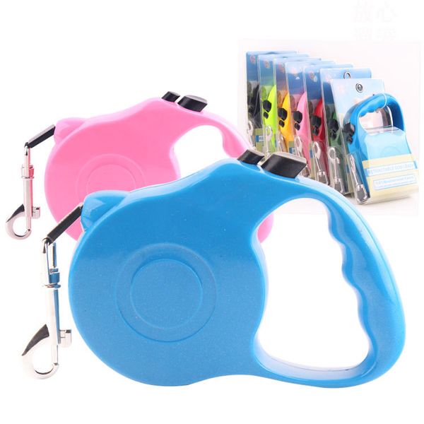 

dog retractable leashes nylon leads small size 3m for dog walking automatic adjustable solid color leashes ing