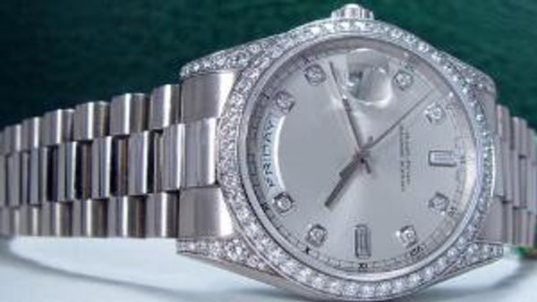 

бесплатная доставка новые автоматические часы 36 мм мужские 18kt wg алмаз президент серебряный циферблат 118389 мужские наручные часы, Slivery;brown