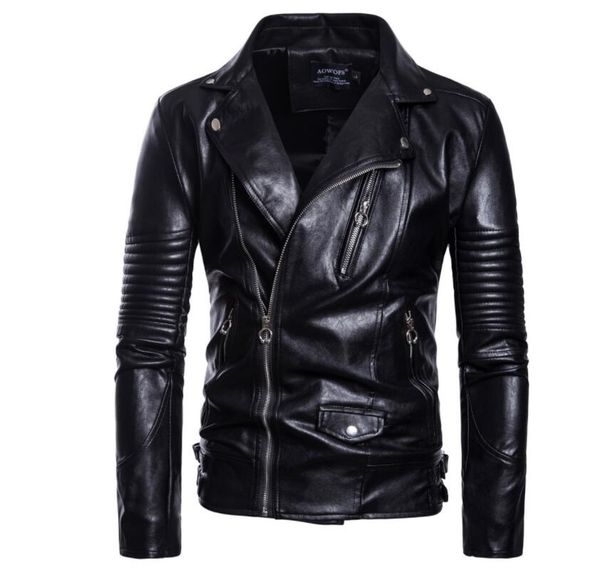 

leather jacket mens slim motorcycle leather coat men slim jackets lapel clothes personalized jaqueta de couro stage street black