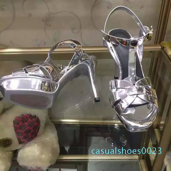 

2016 brand new candy color gladiator sandals women genuine leather shoes platform pumps high heels shoes woman sandalias mujer 35-41 c23, Black