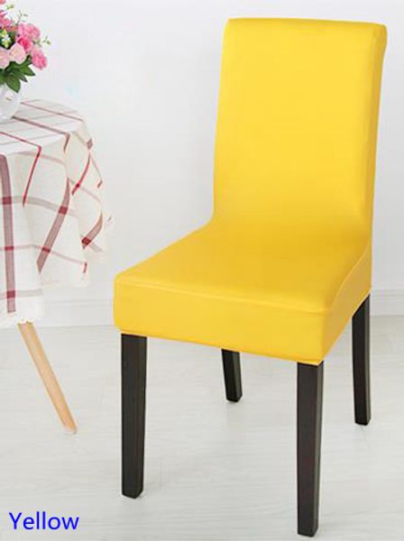 

yellow colour spandex lycra chair cover fit for square back home chairs wedding party home dinner decoration half cover