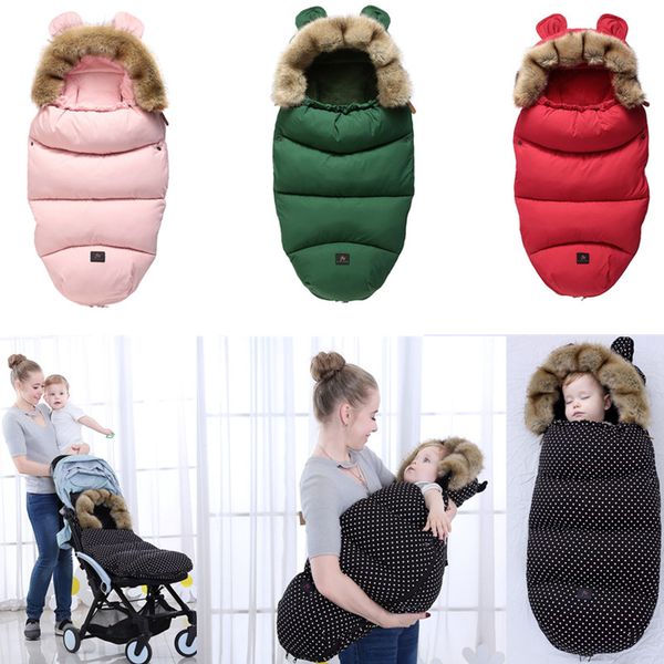 

2019 baby sleeping bagcotton fur collar keep warm comfortable warm embrace