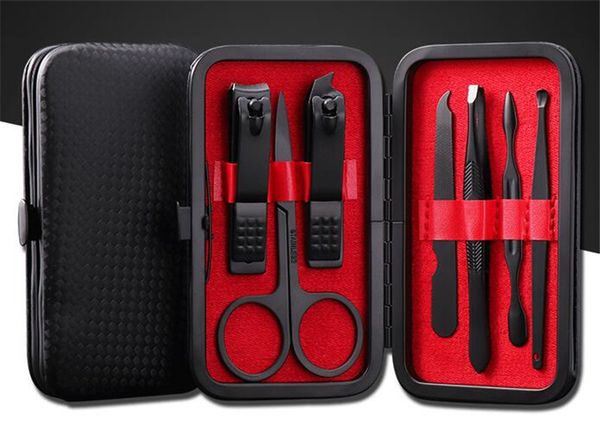 

горячий салон красоты 7 в 1 маникюрный набор профессиональный черный нержавеющей стали ногтей клипер комплект палец плоскогубцы ногтей педик