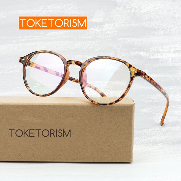 

toketorism leopard eye glasses frames for women and men vintage prescription glasses frames clear lenses 7822, Black