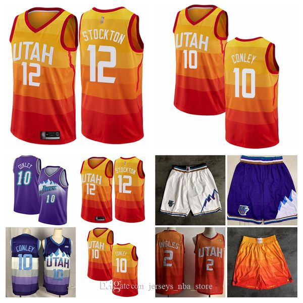 

men youth utah jazz mike conley joe ingles grayson allen orange 19/20 city edition swingman basketball jersey 02, Blue;black