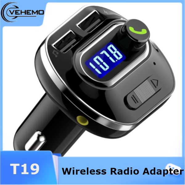 

portable car fm transmitter automobile voltage detection music wireless radio adapter bluetooth receiver usb charger mp3