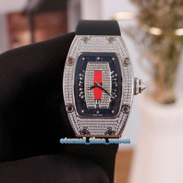 

Высокая versionm RM037 Алмазный Корпус Сталь Дата Алмазный черный циферблат Япония Miyota Автоматические RM 037 Lady Часы Черный каучуковый ремешок Женские часы