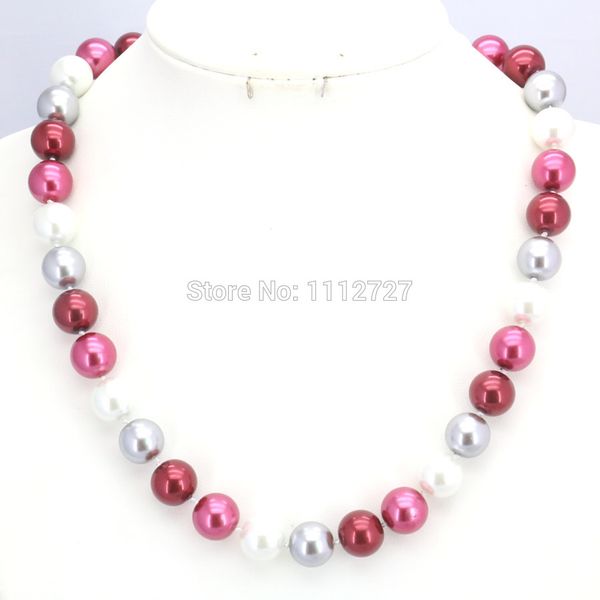

10mm red white silver glass pearl beads necklace girl jewelry making design for women mother's day gifts christmas gifts girls