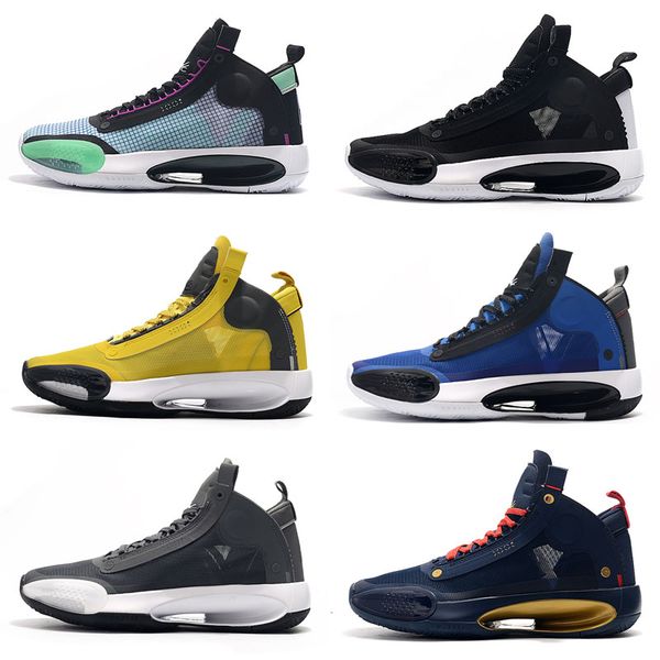 

jumpman xxxiv 34 blue void basketball shoes 34s zoom eclipse bred red orbit green glow metallic silver mens sneakers shoes, White;red