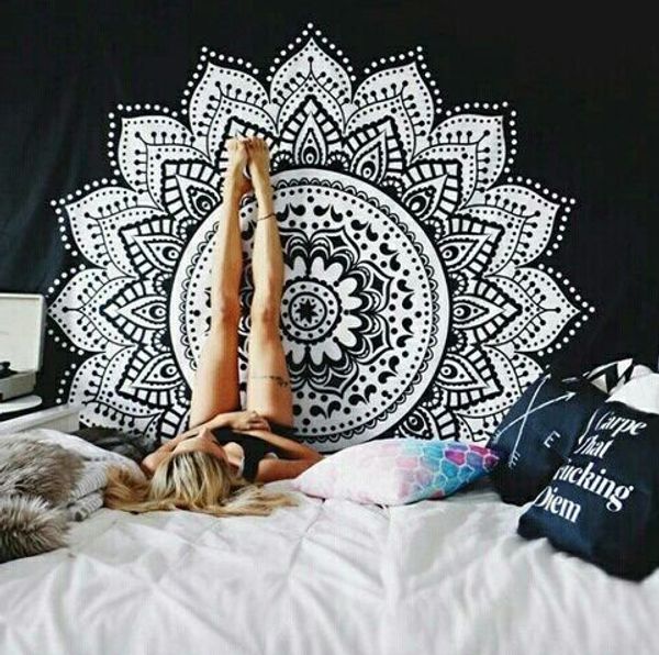 

200*150cm yin yang printed lotus tapestry bohemia mandala tapestry wall hanging wall decoration hippie beach yoga mat