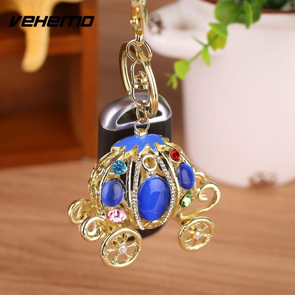 

dazzling rhinestone pumpkin carriage car pendant keychain christmas gift