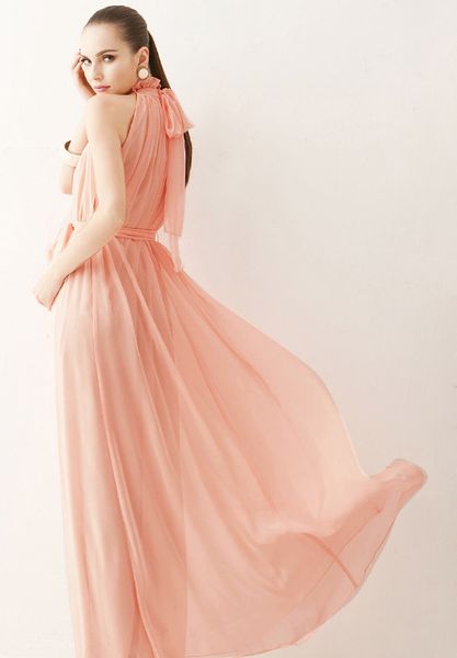 

2018 summer commuting bohemian hanging neck chiffon long section of harajuku solid color sleeveless women dresses, White;black