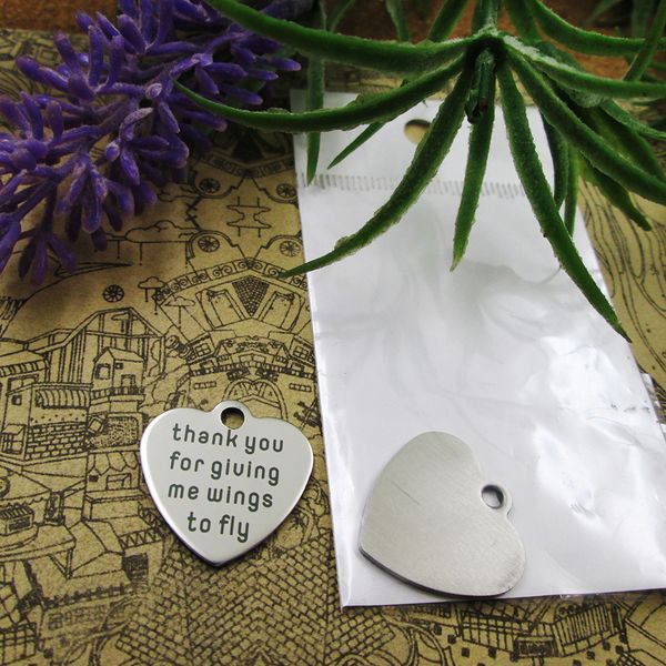 

40pcs--"thank you for giving me wings to fly "stainless steel charms more style for choosing diy charms pendants for necklace, Bronze;silver