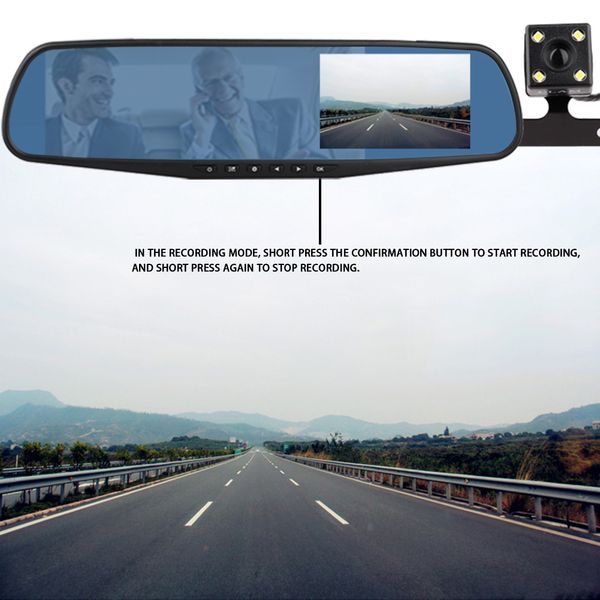 

горячая 1080p full hd 4.3 '' жк-дисплей с двумя объективами для автомобиля приборная панель автомобиля автомобильный видеорегистратор видеор