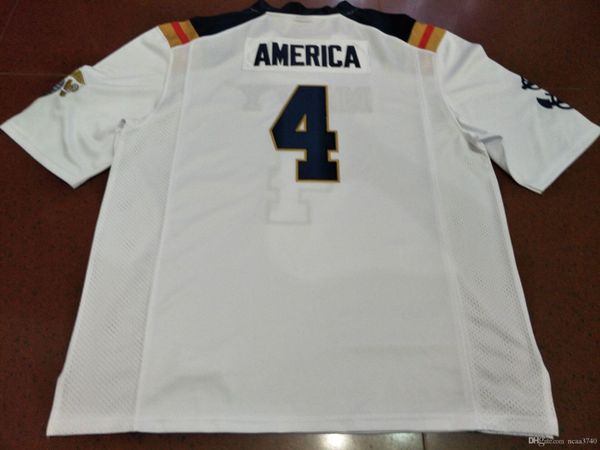 

custom men navy midshipmen #4 america jersey real full embroidery college jersey size s-4xl or custom any name or number jersey, Black