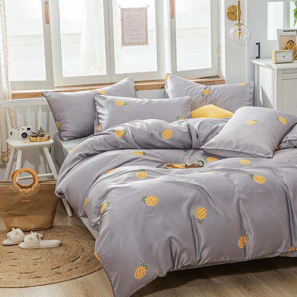 

100% cotton washed printed tencel bedding set duvet cover pillowcase sheet home bed decor