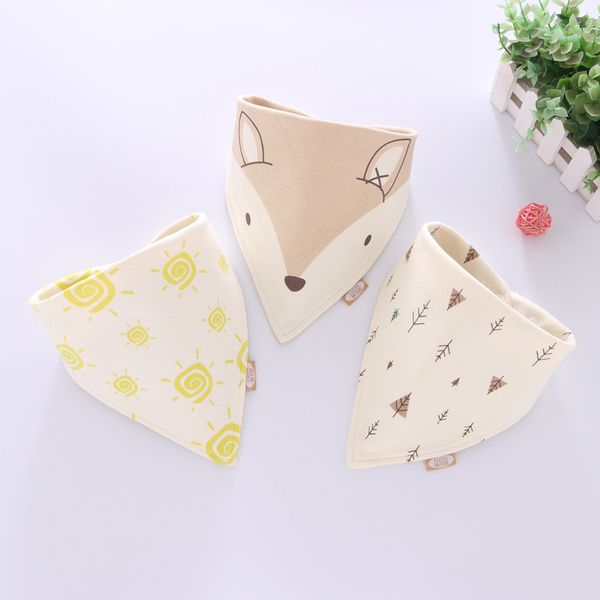

1pc fox bandana bibs baby babador feeding smock infant burp cloths cartoon saliva towel baby eating accessory soft baby stuff