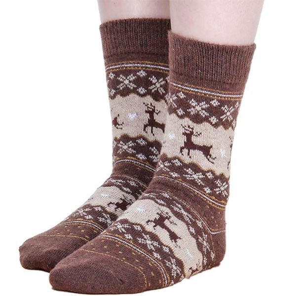 

christmas deer wool socks ladies outdoor running hiking walking fitness sock outdoor sports socks, Black