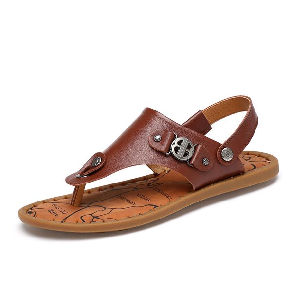 

sandalen sandals men summer shoes cow leather anti slip open toe casual shoes summer sandals menet, Black