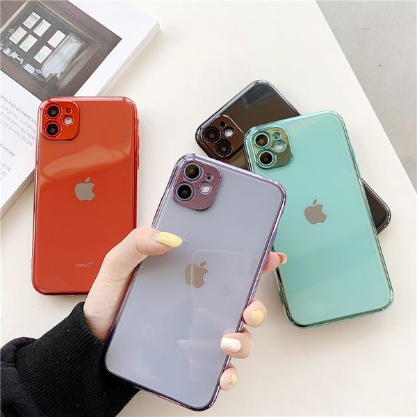 

transparent clear frame electroplate camera cover precise fit mobile phone case cover for iphone 11 pro max 7 8 plus x xr