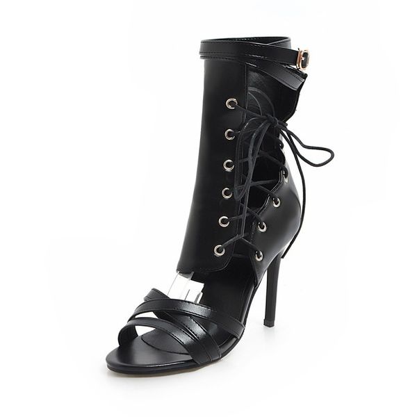 

strappy shoes woman sandals 2019 summer 11cm high heels sandals women gladiator ankle cross strap shoes sandalia feminina, Black