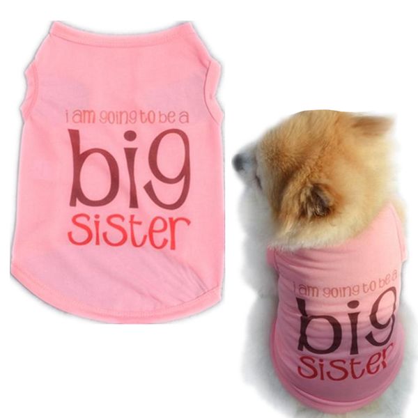 

xs-l pet dog vest big sister letter t-shirt spring/summer dog shirt pet clothes for dogs cats puppy clothes wholesale 40ja11