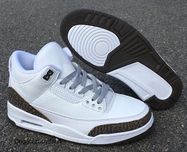 

new official 3 mocha elephant print mens basketball shoes fashion iii white chrome dark mocha designer sports sneakers with box