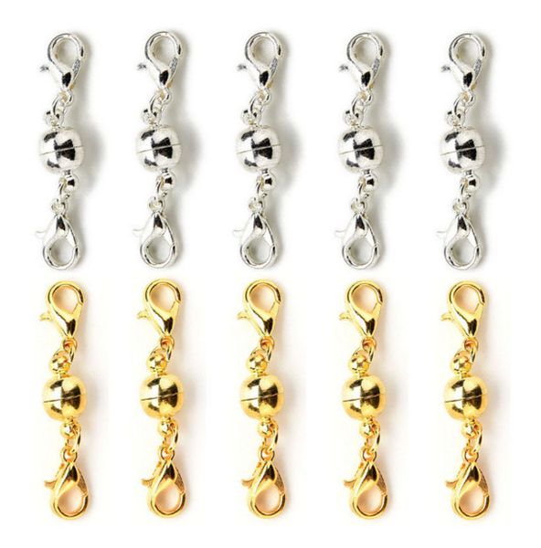 

neclace chain bracelet gold plated magnet buckle 6mm 8mm round ball connector clasps jewelry accessories components
