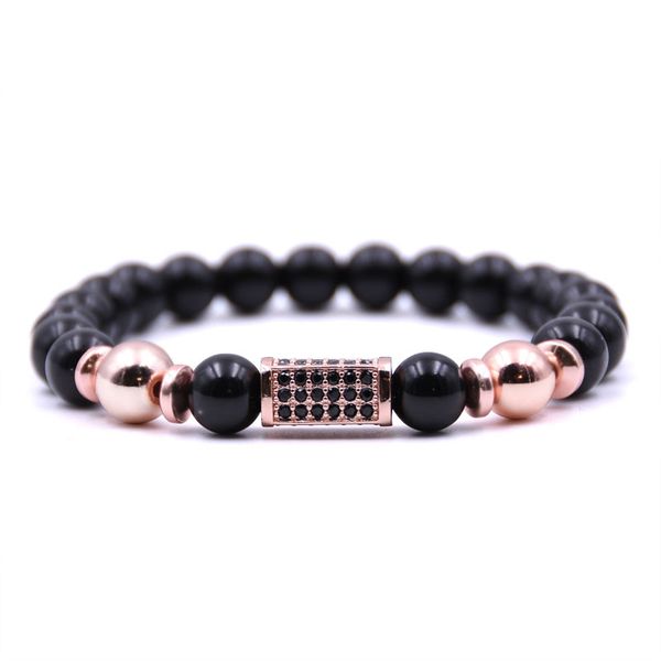 

браслет из вулканического камня эластичная линия иностранный микро-набор кубоидный черный браслет из циркона браслет из натурального камня, Black