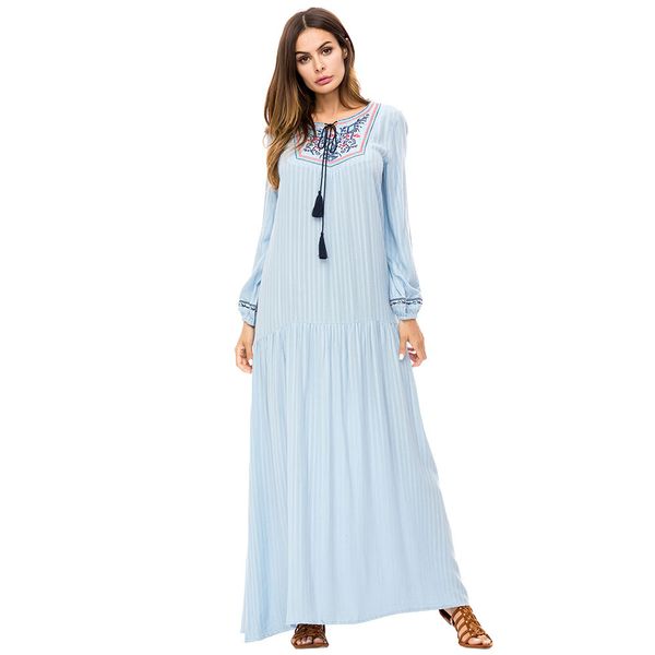 

187223 middle eastern baju muslim robe casual arabian ladies dresses europe and america exclusive vestido de mujer musulmana dubai fashion, Red