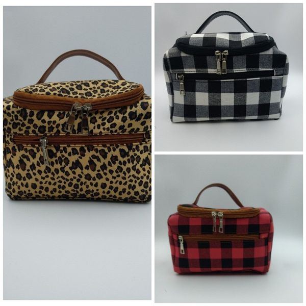 

travel cosmetic bag with zipper buffalo plaid animal leopard prints womens storage bags for christmas gift handbag trendy 28cw e1