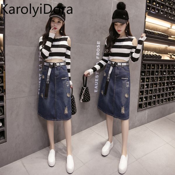 

5xl plus size women's denim skirt 2020 summer new korean version of the a-line skirt in the casual letter split hole, Black