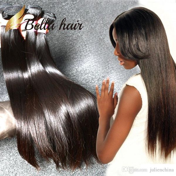 

3шт много монгольский волос пучки 8 ~ 30inch шелковистой прямой человеческих волос естественный цвет волос уток бесплатная доставка bella, Black