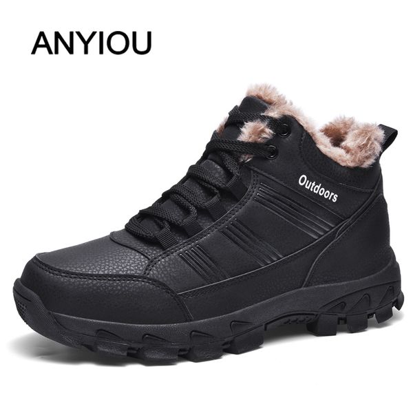 

anyiou 2020 new snow boots high to help plus velvet warm fashion sports boots men's men's shoes women's large size, Black